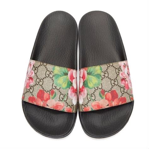 gucci embroidered rose shoes|gucci flip flops with flowers.